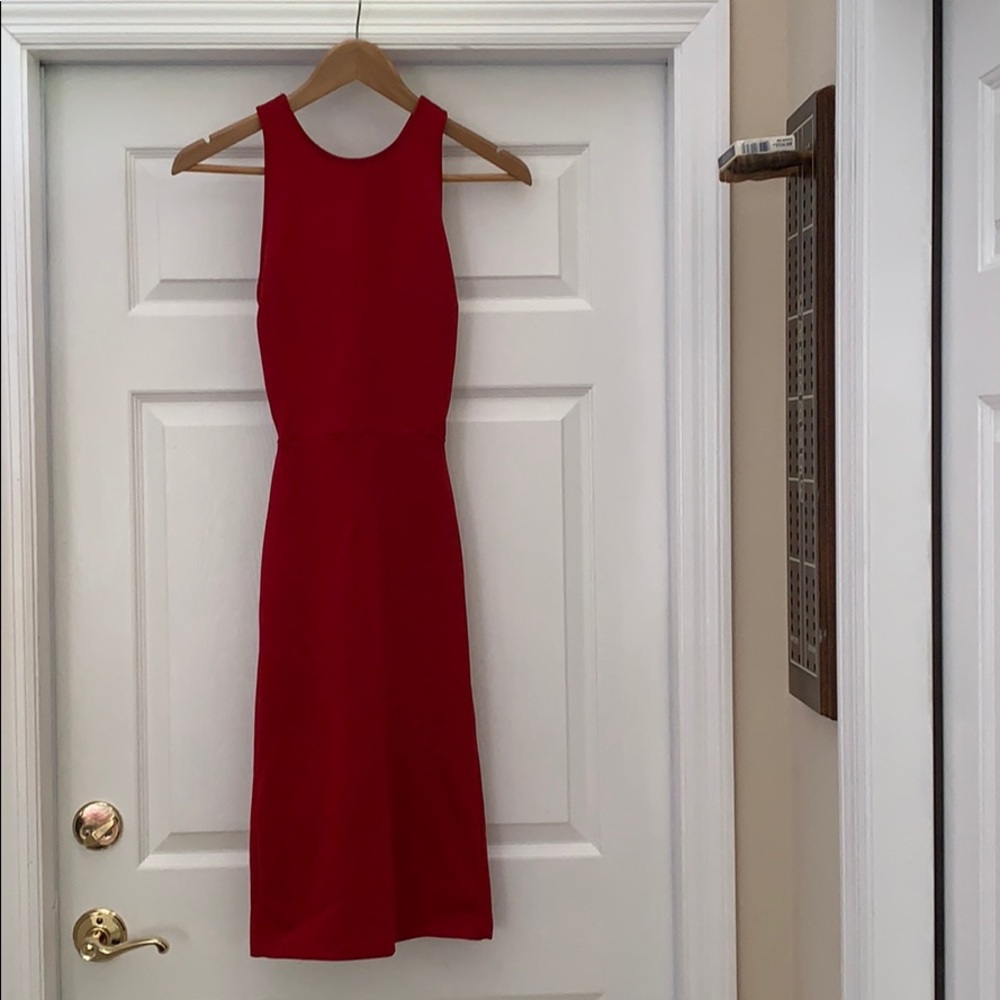 Open back red dress